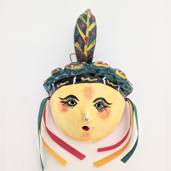 Hand Crafted Other - Mexican Coconut Mask fruit Folk Wall Art artist handmade